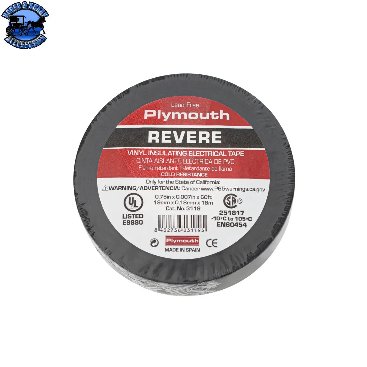 Up-98521 Vinyl Electrical Tape - Black .75"X.007"X60ft 1 Roll 1
