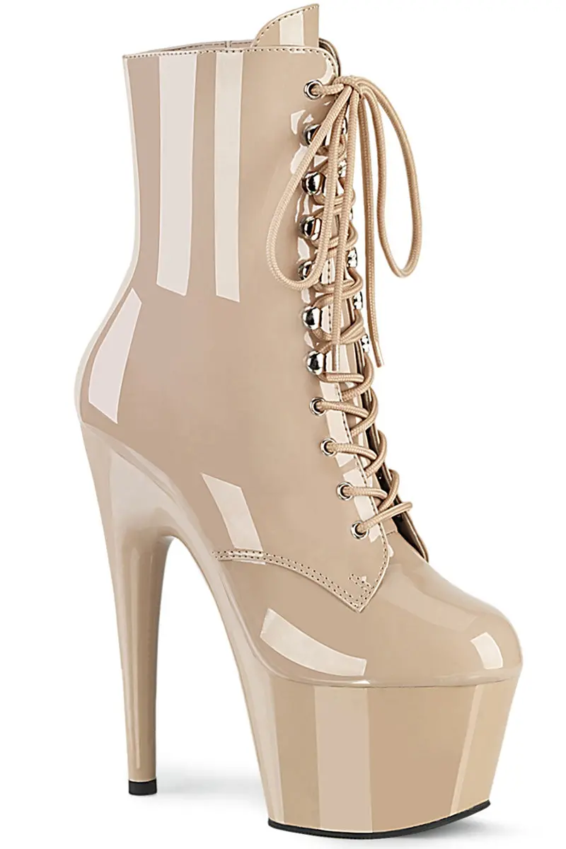 Pleaser Usa Adore-1020 7Inch Boots - Patent Beige 1