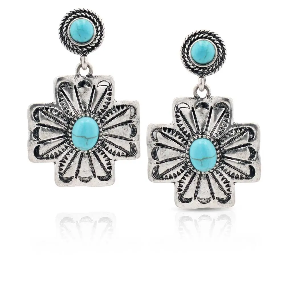 Petaled Turquoise Attitude Earrings- Montana Silversmiths For Bourbon Cowgirl 1