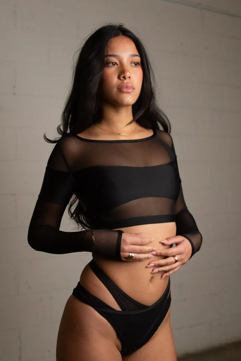Tatiana Active Agnes Top - Black Mesh 1