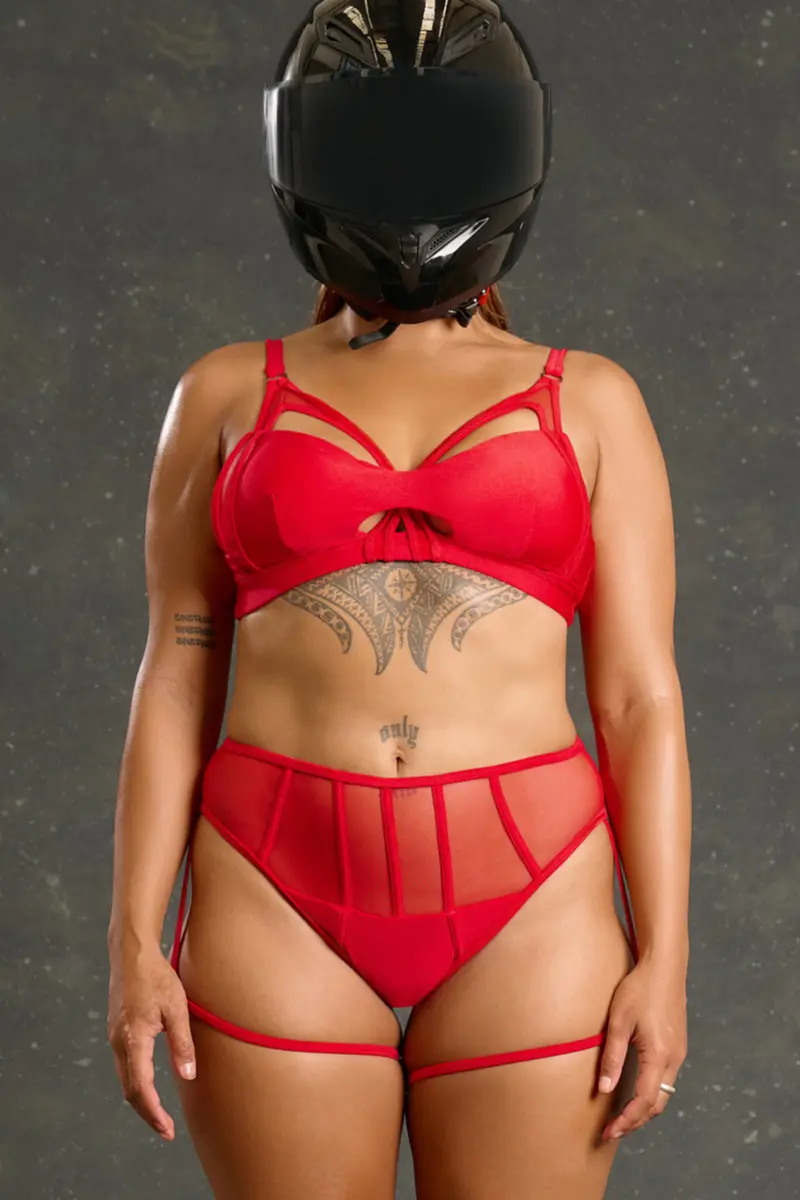 Cxix Axle High Waisted Garter Bottoms - Ferrari Red 1