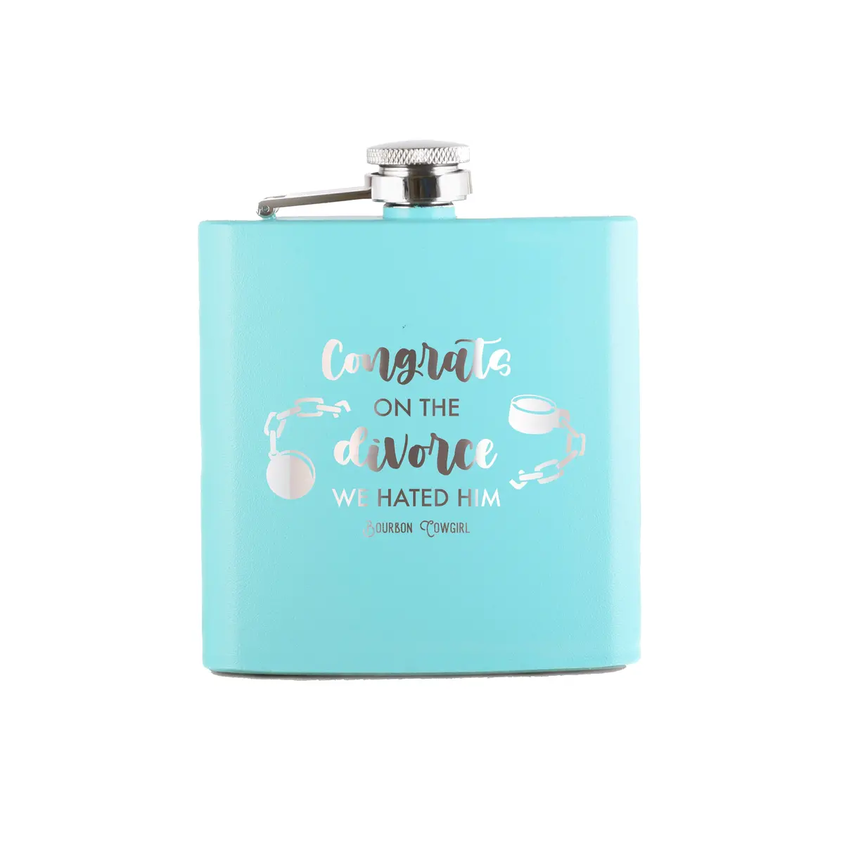 Congrats On The Divorce We Hated Him Flask Gift - Bourbon Cowgirl 3