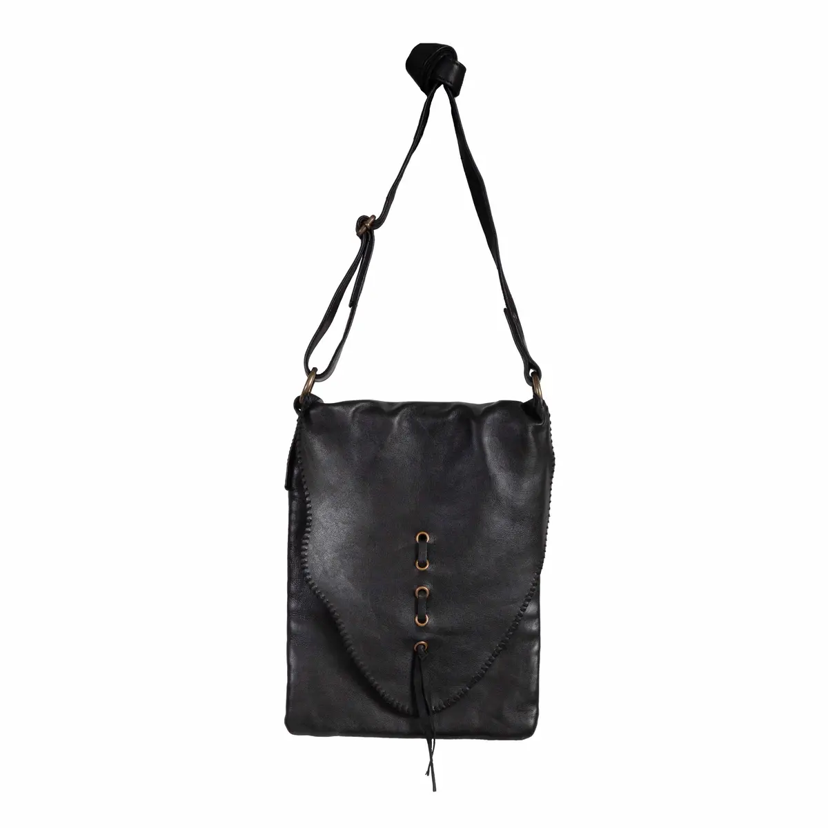 Whipstitch Black Leather Handbag Purse At Bourbon Cowgirl 1