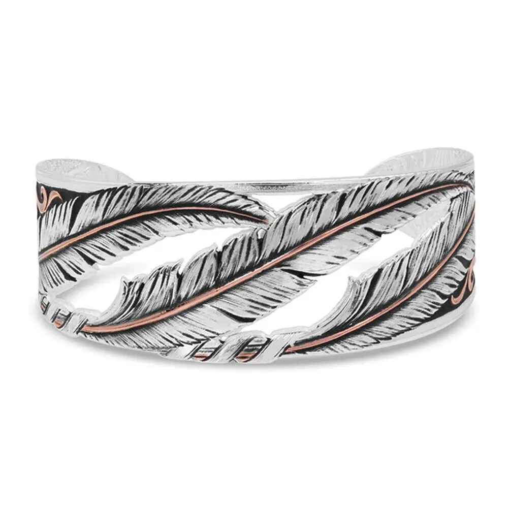 Wind Dancer Pierced Feather Cuff Bracelet - Montana Silversmiths 1