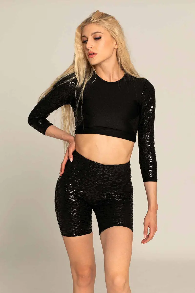 Paradise Chick Superhero Ultra Grip Biker Shorts - Black Leopard 1