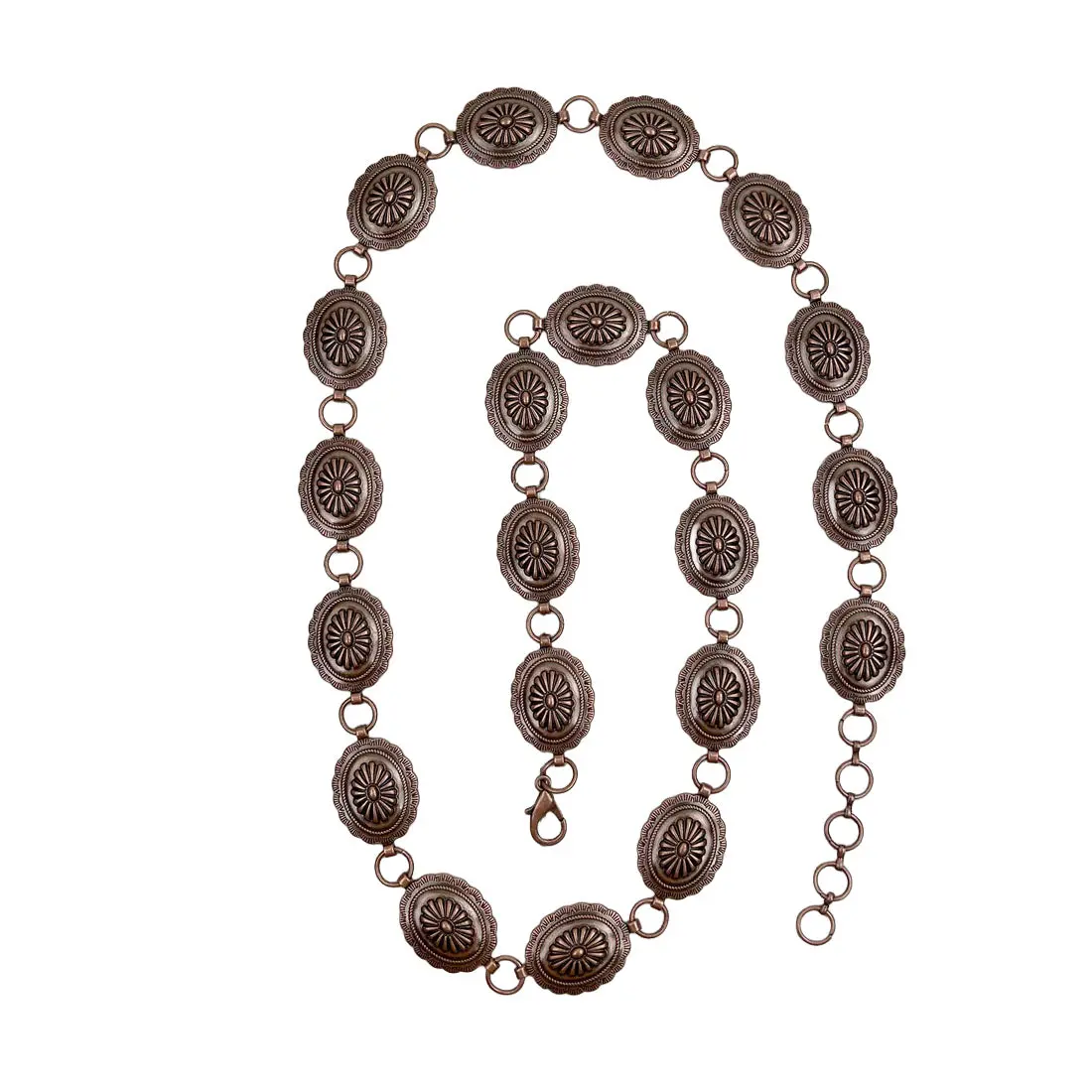 Copper Flower Conchos Adjustable Chain Link Western Belt For Cowgirls 1
