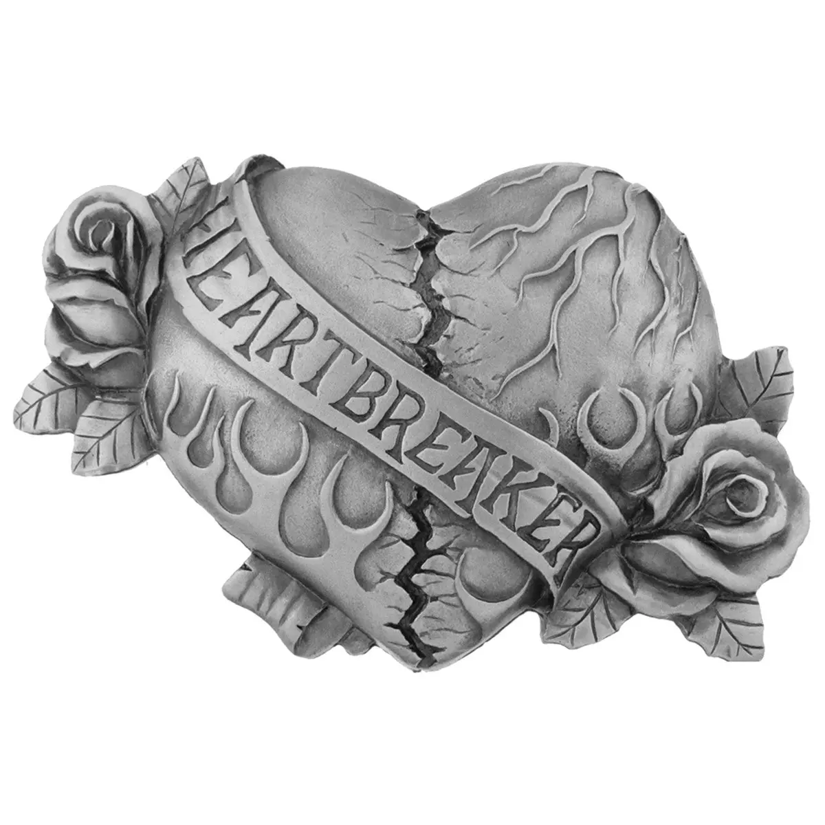 Heartbreaker Belt Buckle Pewter - Bourbon Cowgirl 1