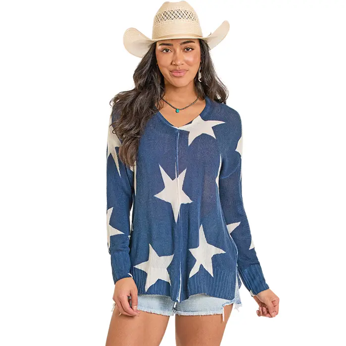 Star Print Sweater By Rock & Roll Denim 1