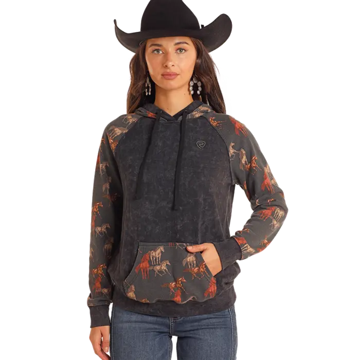 Contrast Sleeves Western Hoodie By Panhandle At Bourbon Cowgirl 1