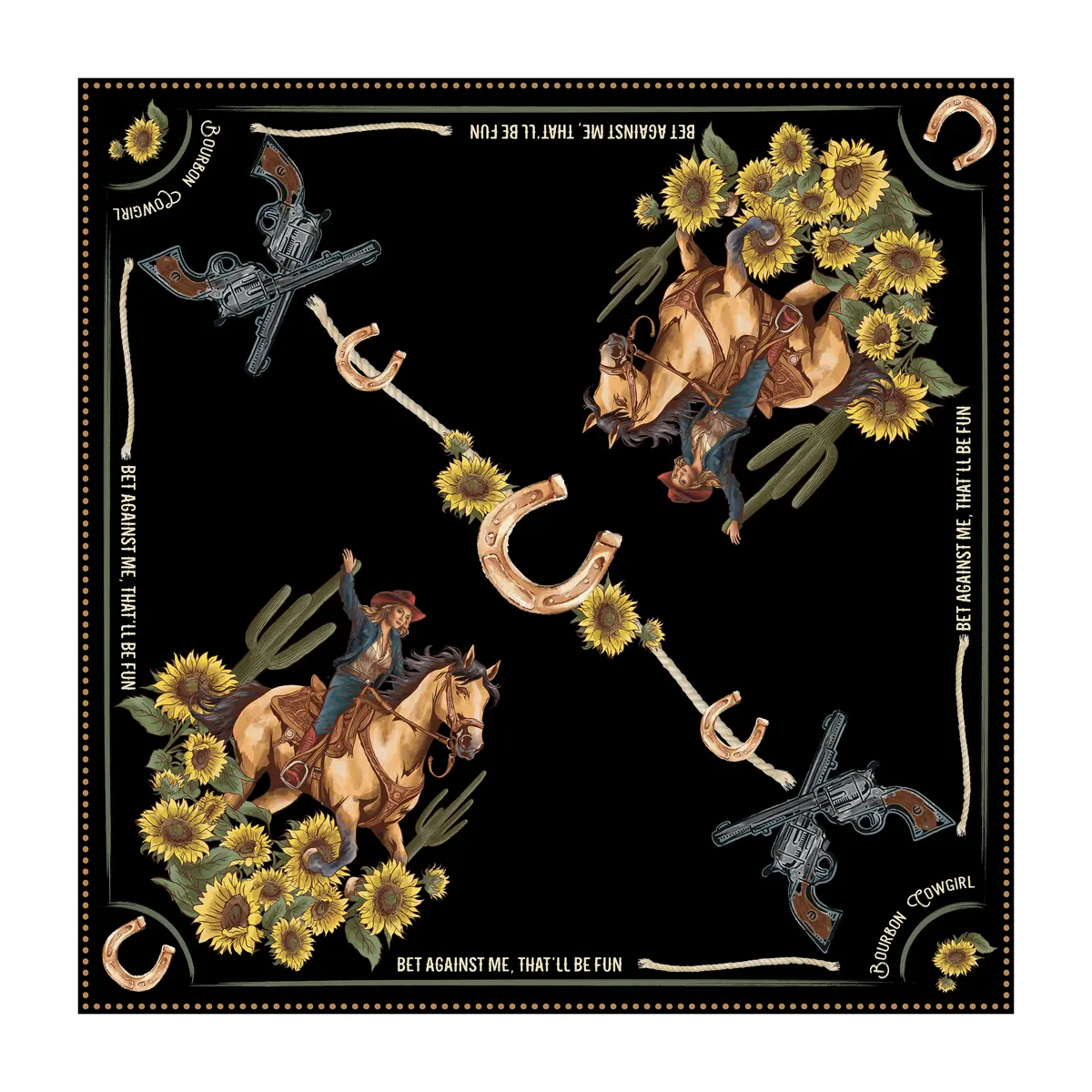 Bet Against Me That'll Be Fun Wild Rag Scarf In Black By Bourbon Cowgirl 1