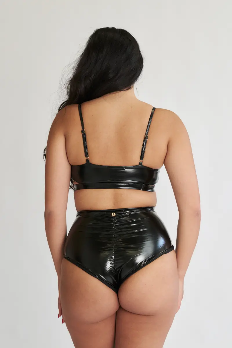 Lunalae High Waist Shorts - Black Pu 2