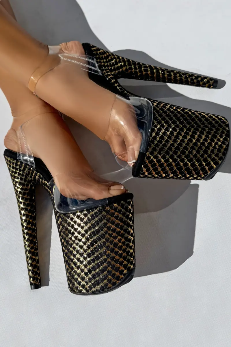 Hella Heels Khaleesi 8Inch Classic Stilettos - Black & Gold 1