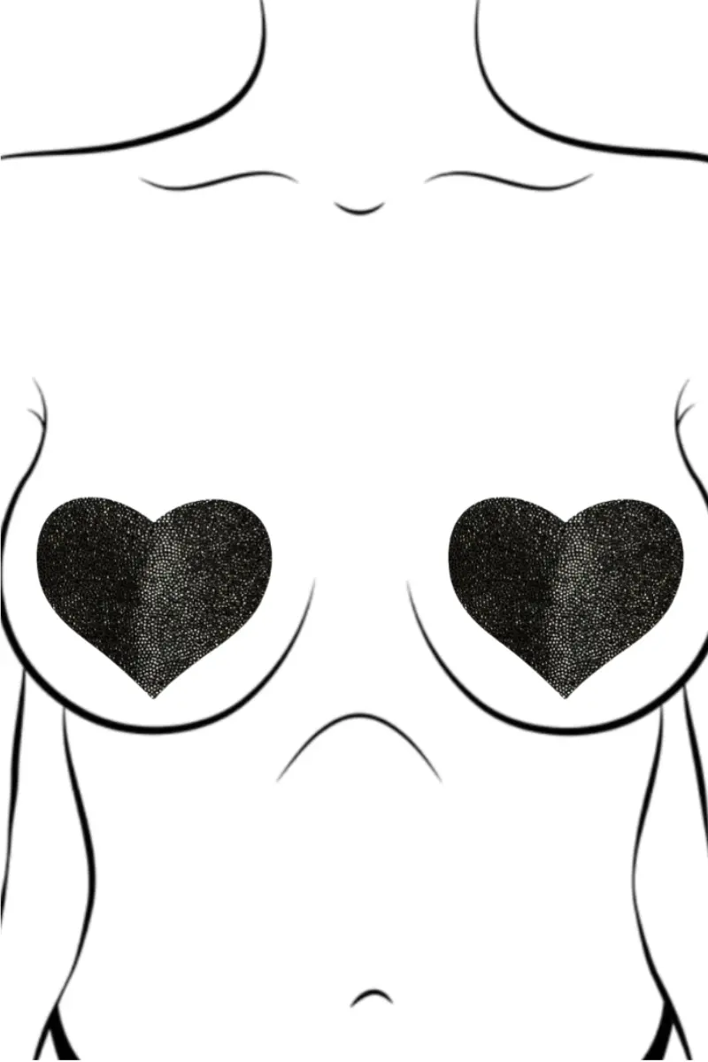 Pastease Heart Nipple Pasties - Black Sparkle 1