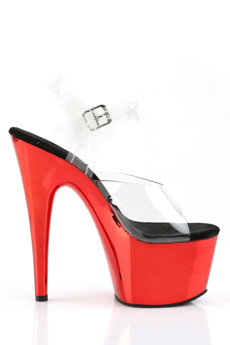 Pleaser Usa Adore-708 7Inch Stilettos - Black/Red Chrome 1