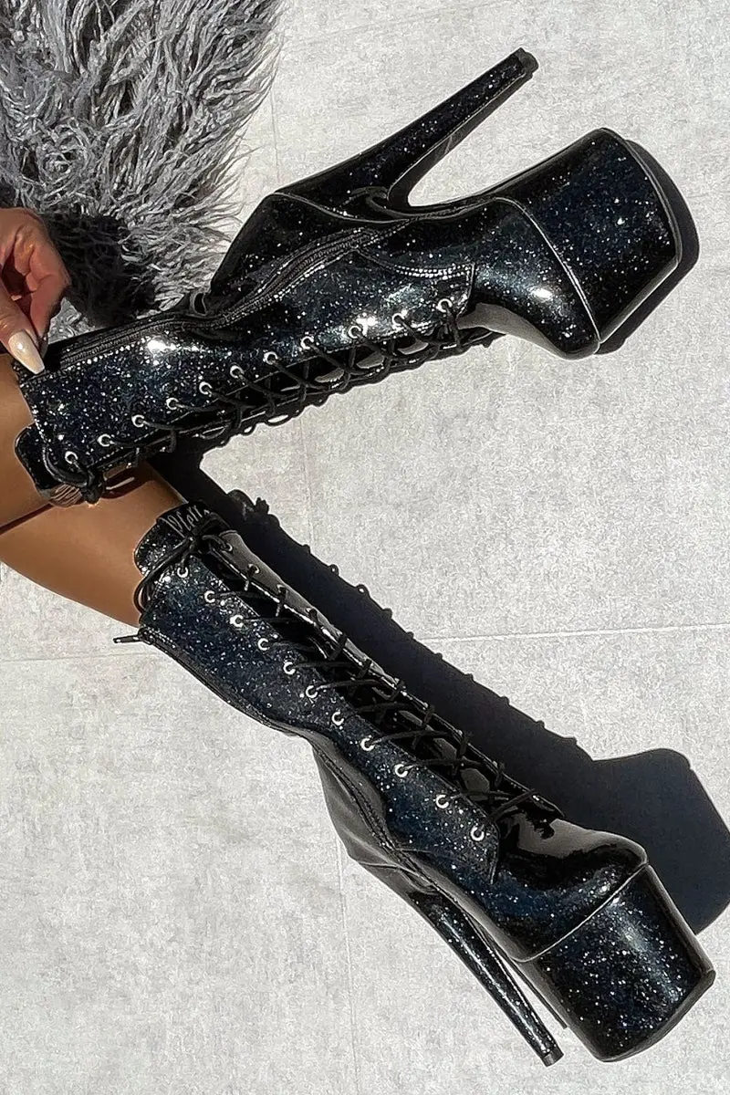 Hella Heels The Glitterati 7Inch Boots - Sin City 1