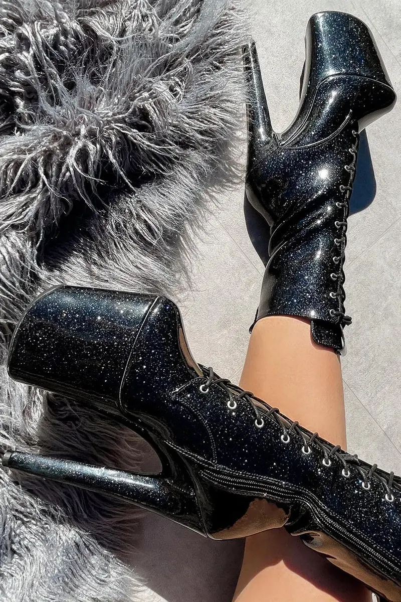 Hella Heels The Glitterati 8Inch Boots - Sin City 1