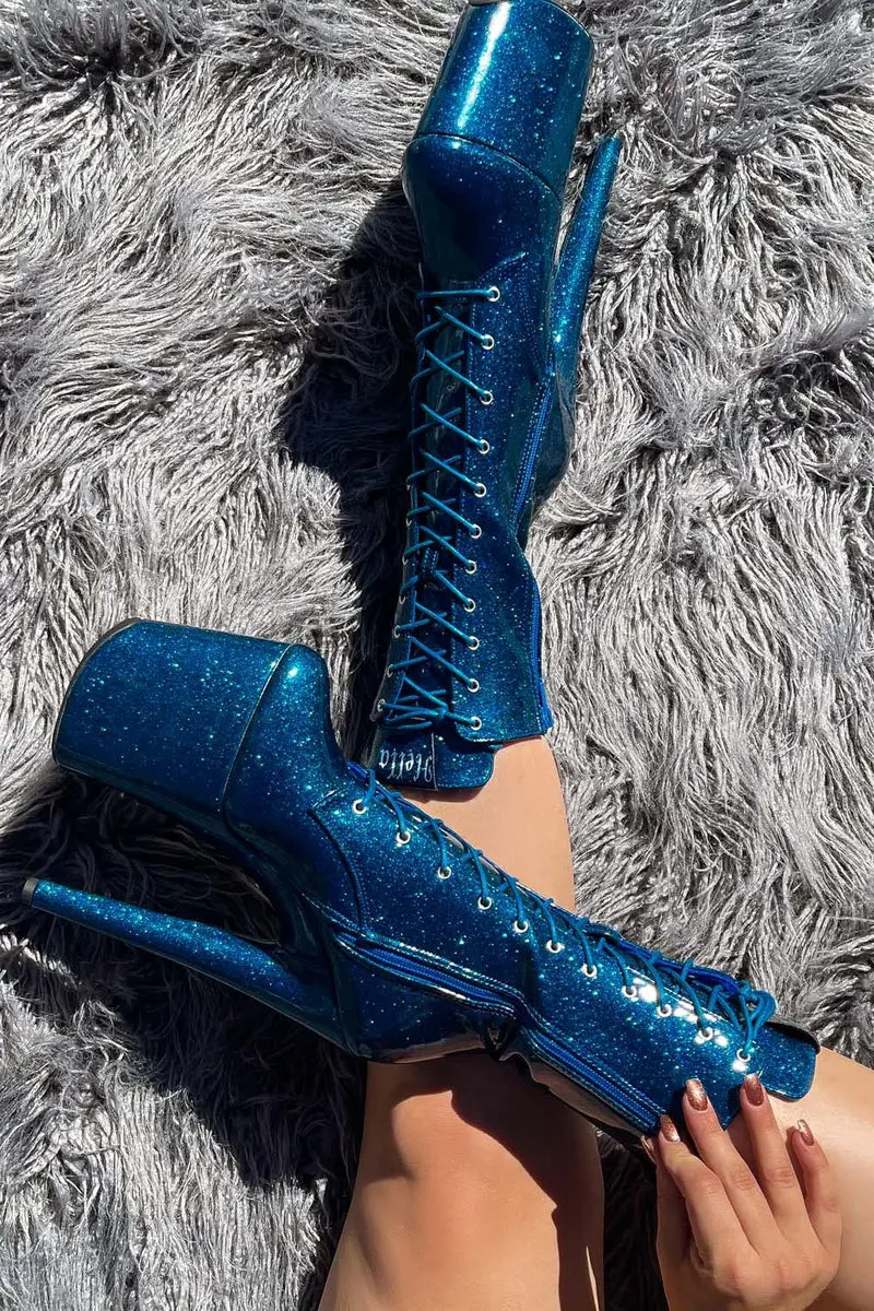 Hella Heels The Glitterati 8Inch Boots - Skinny Dippin' 1