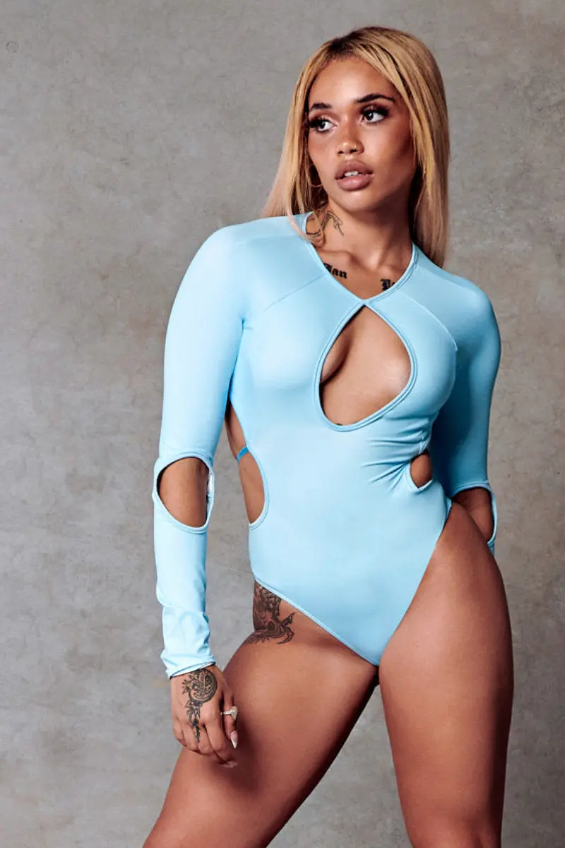 Cxix 119 Plunge Bodysuit - Blue 1