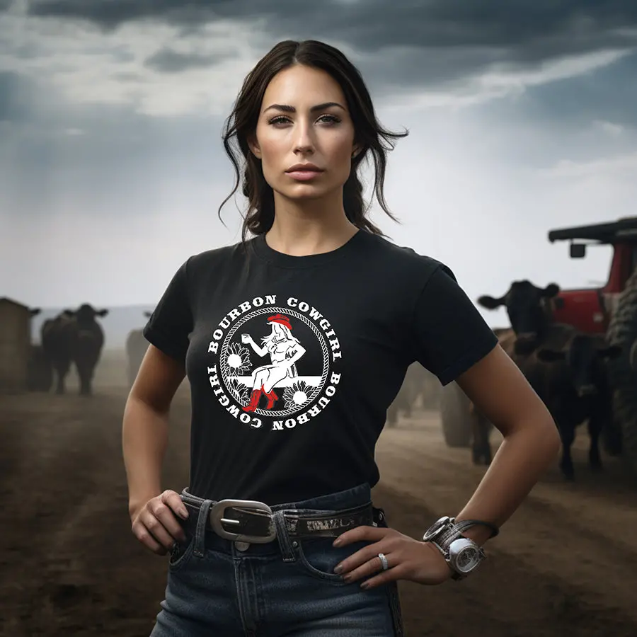 Bourbon Cowgirl Logo Black Tee Shirt - Bourbon Cowgirl 1