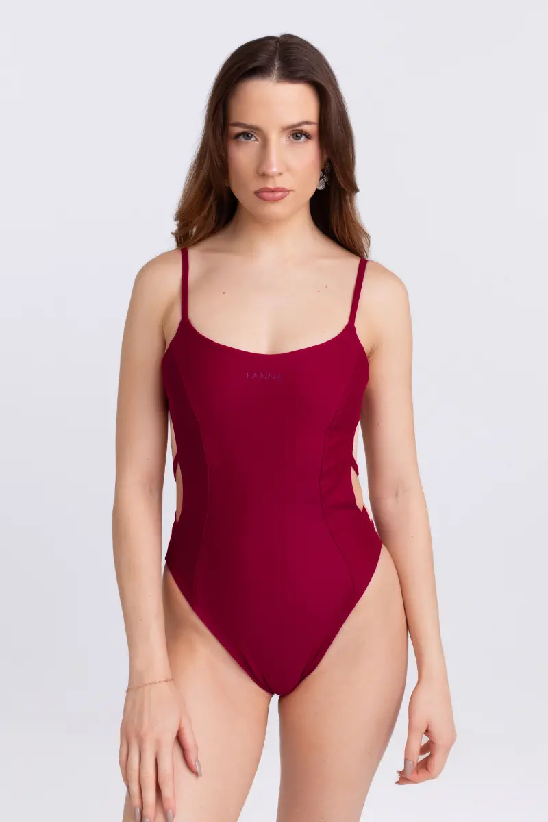 Fanna Open Bodysuit - Burgundy 1