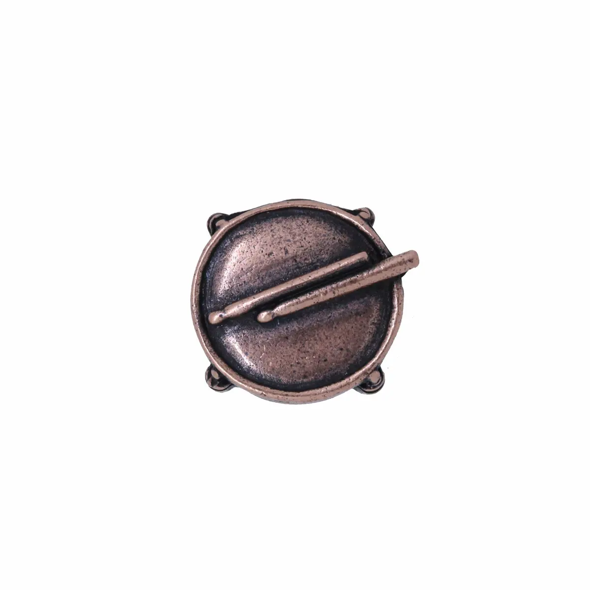 Drum With Drum Sticks Copper Lapel Pin 1