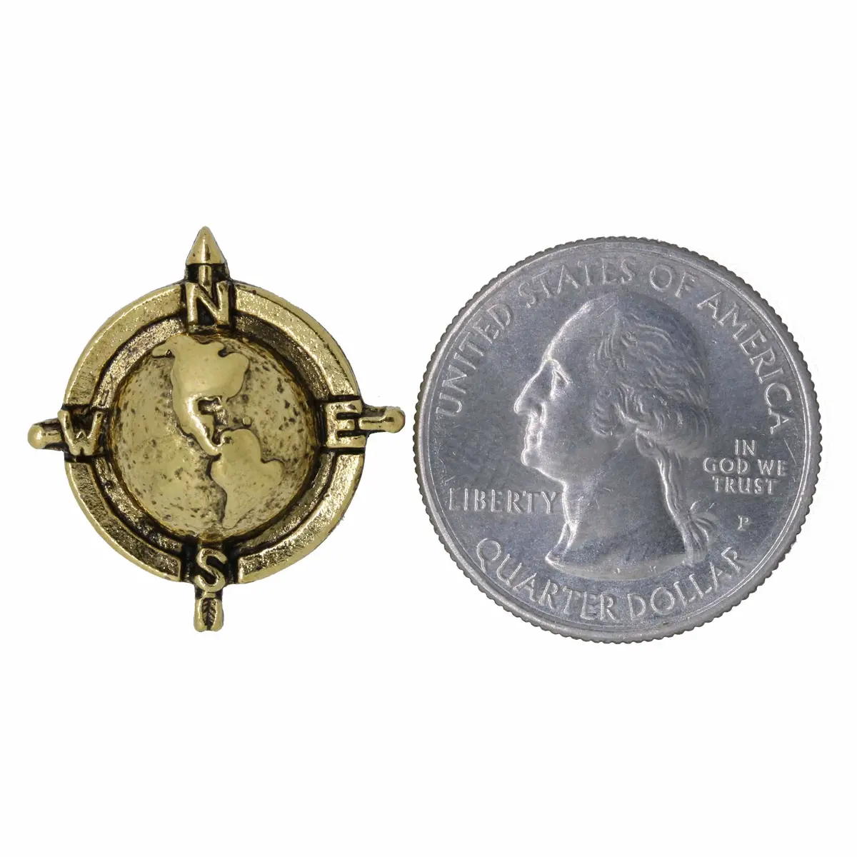 Globe Compass Gold Lapel Pin 2