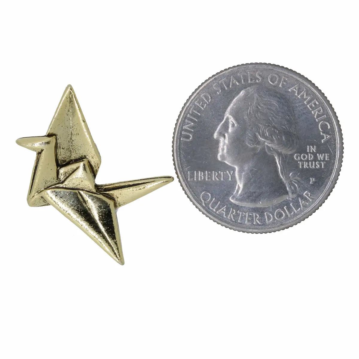Origami Crane Gold Lapel Pin 2