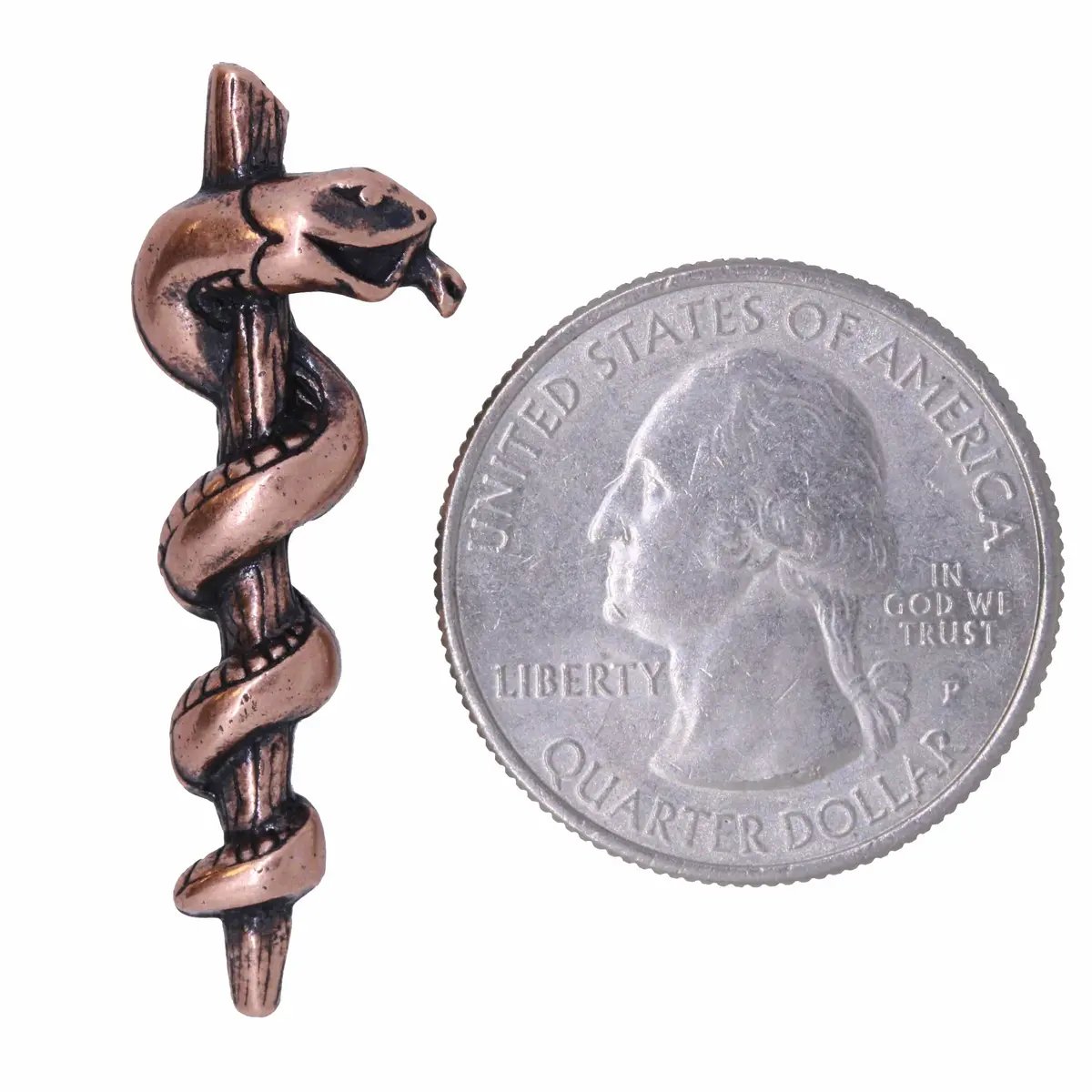 Rod Of Asclepius Copper Lapel Pin 2