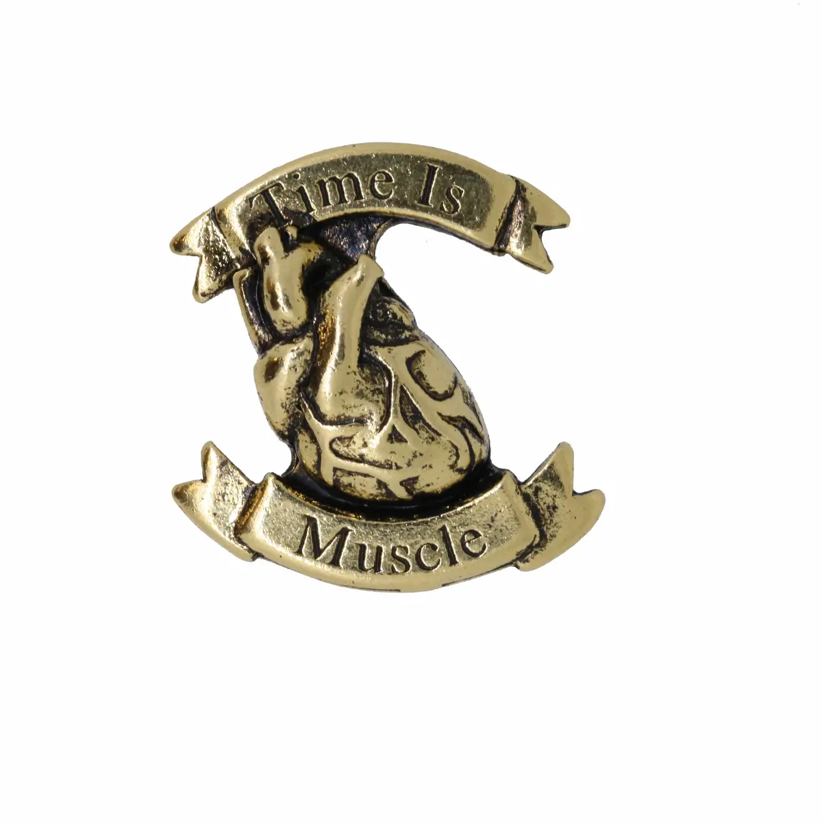 Time Is Muscle Heart Attack Awareness Gold Lapel Pin 1