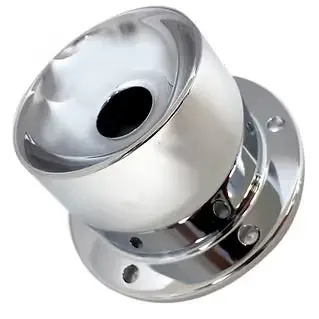 Lt-Cfoc-6D Chrome Plated Billet Aluminum Front Oil Cap Covers For 4-1/2" Bolt Pattern With Dished Center (Pair) 1