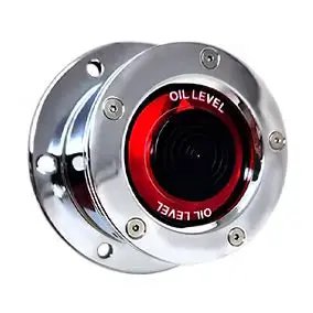 Chrome Plated Billet Aluminum Front Oil Cap Covers For 4-1/2" Bolt Pattern (Pair) (Choose Window Color) 1