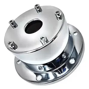 Cfoc-7 Chrome Plated Billet Aluminum Front Oil Cap Covers For 5-1/2" Bolt Pattern For Bud Wheels & Large Bolt Patterns 1994 & Older (Pair) 1