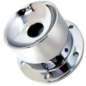 Lt-Cfoc-7D Chrome Plated Billet Aluminum Front Oil Cap Covers For 5-1/2" Bolt Pattern For Bud Wheels & Large Bolt Patterns 1994 & Older - With Dished Center (Pair) 1