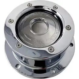 Lt-Cfoc-7W Chrome Plated Billet Aluminum Front Oil Cap Covers For 5-1/2" Bolt Pattern For Bud Wheels & Large Bolt Patterns 1994 & Older - With Window Center (Pair) 1