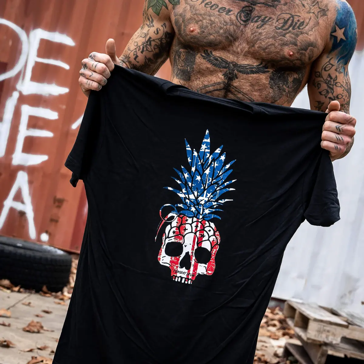 American Flag Usa Pineapple Grenade Men's T-Shirt 6