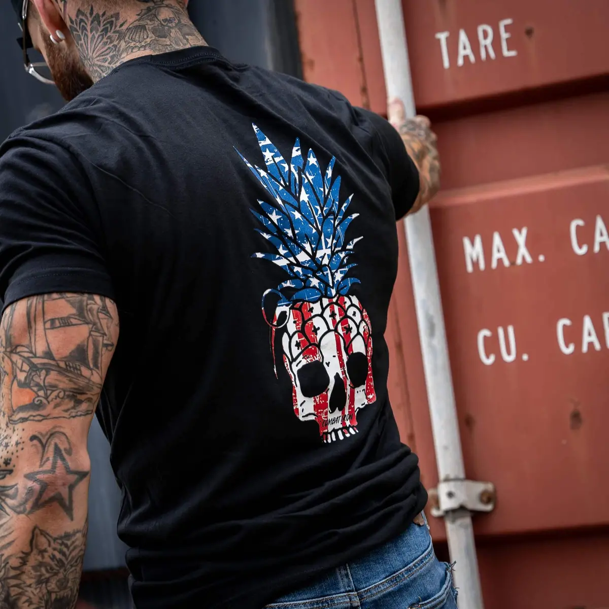 American Flag Usa Pineapple Grenade Men's T-Shirt 5