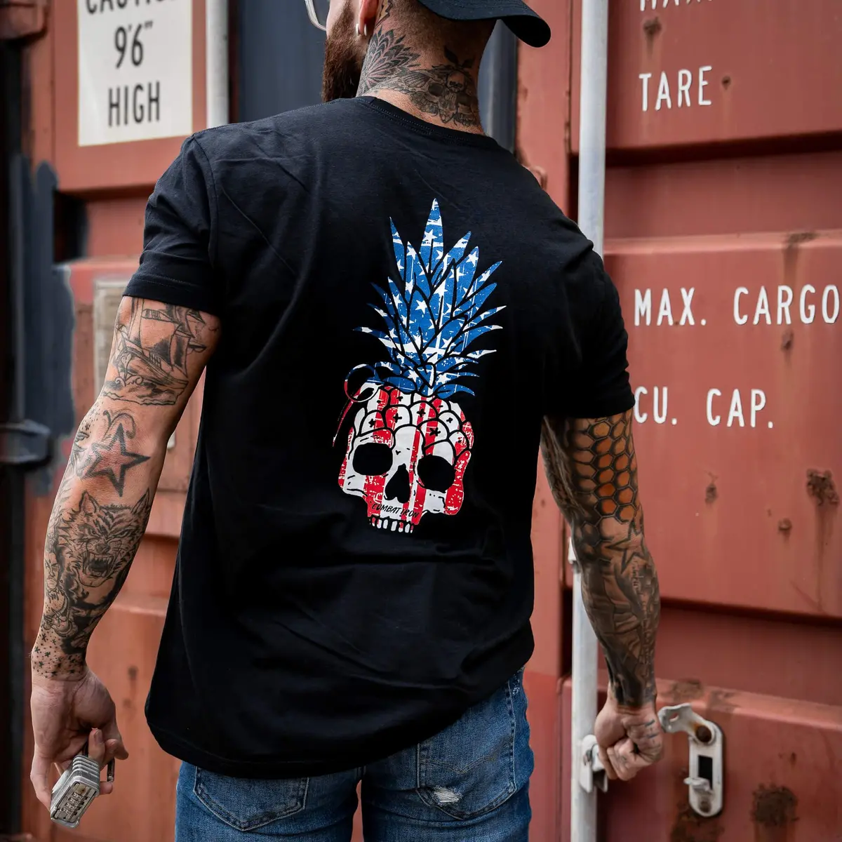 American Flag Usa Pineapple Grenade Men's T-Shirt 4