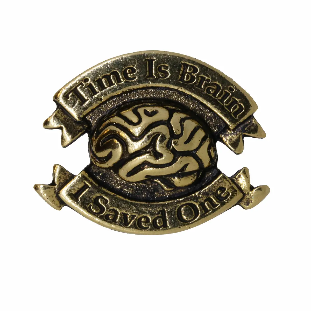 Time Is Brain Stroke Awareness Gold Lapel Pin 1