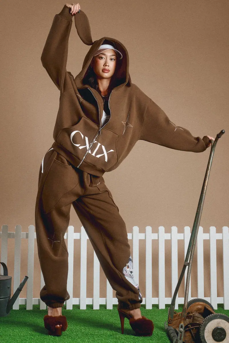 Cxix Creatures In The Club: Honey Bunz Zip Hoodie - Chocolate 1