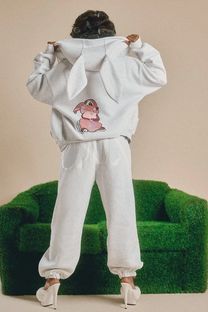 Cxix Creatures In The Club: Honey Bunz Zip Hoodie - Mist Grey/White 1