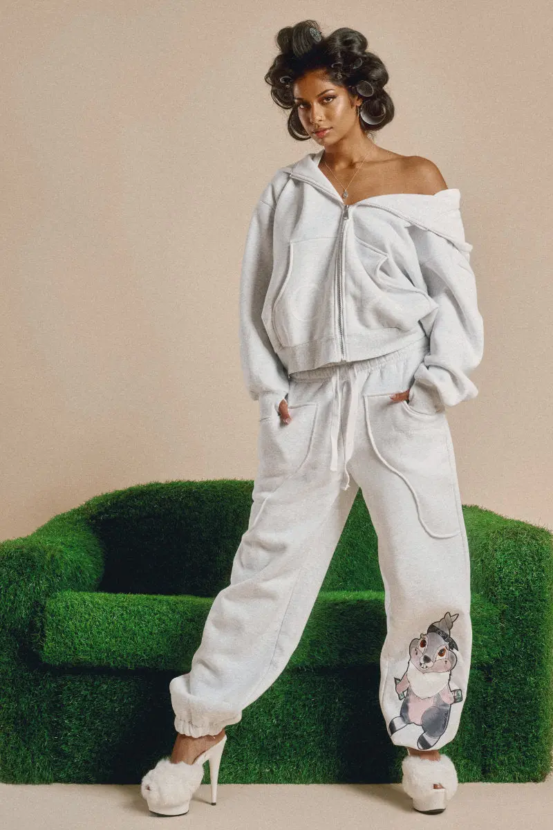 Cxix Creatures In The Club: Blessed Bunz Sweatpants - Mist Grey/White 1