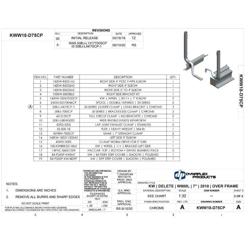 Dp-Kww18-D75cp 7'' Reduced To 5'' Exhaust Kit W/ Kw W900l 2019 Deleted 1