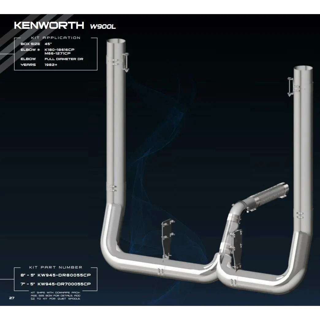 #Kw945-Dr70055cp 7'' Exhaust Kit W/ 45'' Box (Oem 1271) 55'' Spools & Clamps (1982+) 1