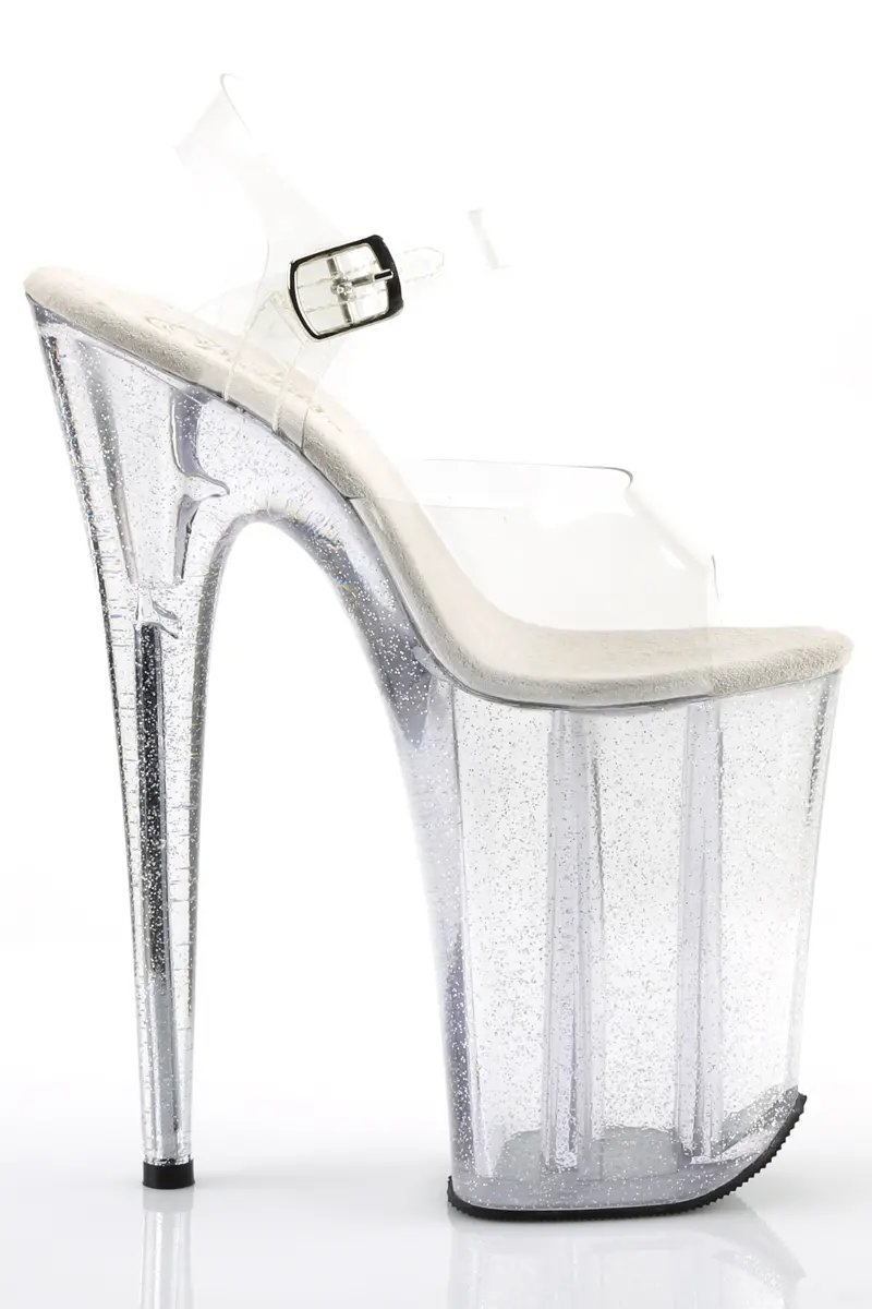 Pleaser Usa Infinity-908Mg 9Inch Stilettos - Clear Iridescent Glitter 1
