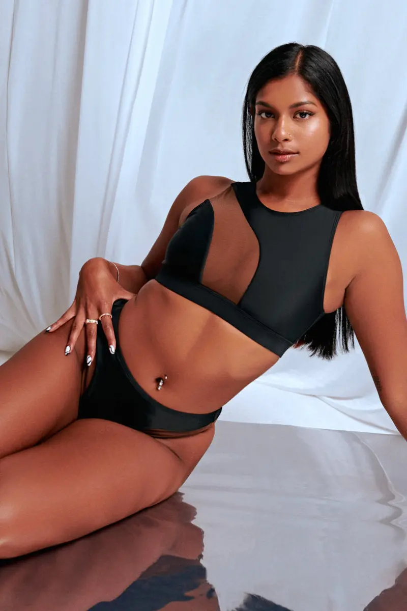 Cxix Silhouette High Waist Bottoms - Black With Cocoa Mesh 4