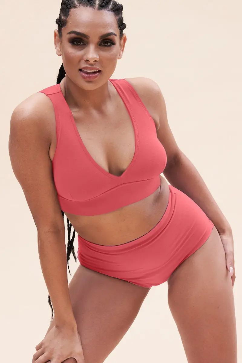 Lunalae Courtney V Neck Top - Recycled Watermelon 1