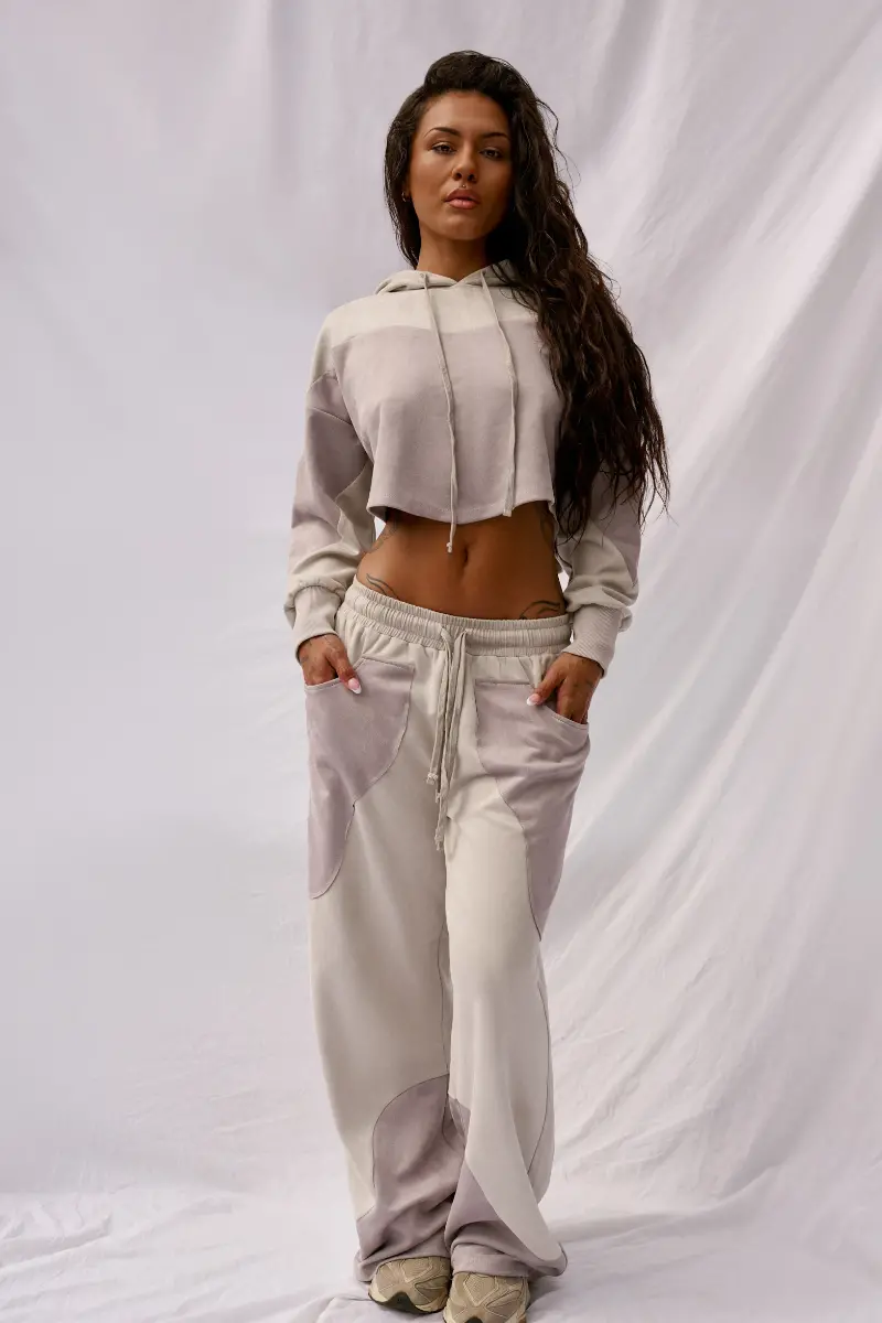 Cxix Cloud Contour Faux Suede Wide Leg Pant - Wavey Grey 1