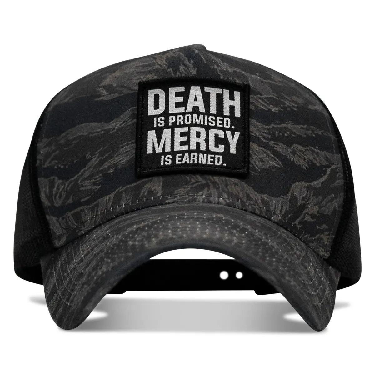 Death Is Promised. Mercy Is Earned Patch Five Panel Breacher Snapback Hat 1