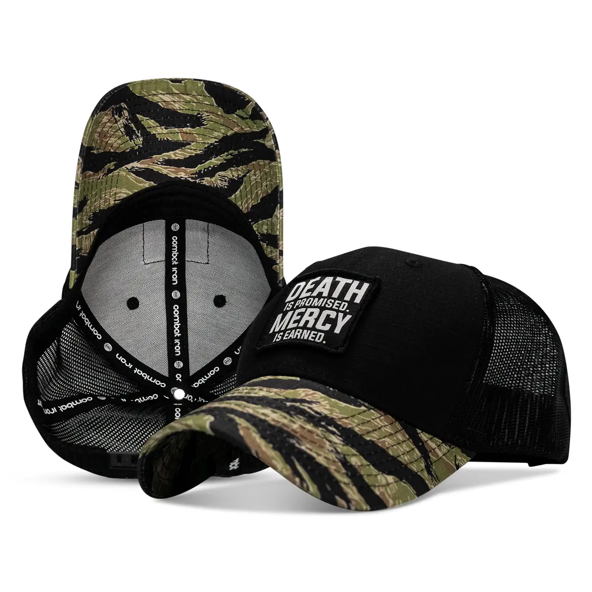 Death Is Promised. Mercy Is Earned Patch Original Ripstop Snapback Hat 1