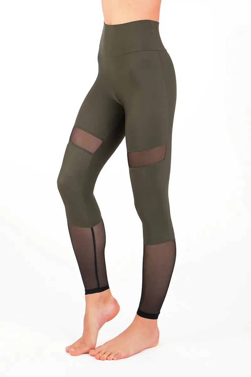Dragonfly Barbara Leggings - Khaki Mesh 1